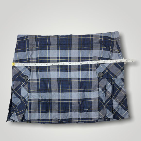 Land's End Plaid Navy Side Pleat Skirt  Skort Junior Misses Size 13 - Picture 8 of 13